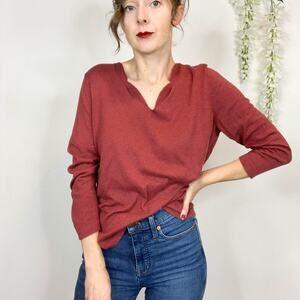 PERUVIAN CONNECTION pima cotton v-neck scalloped v-neck cottagecore 2892